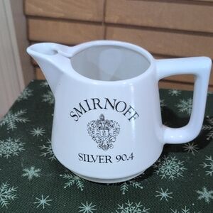 White Ceramic Pitcher Smirnoff Silver